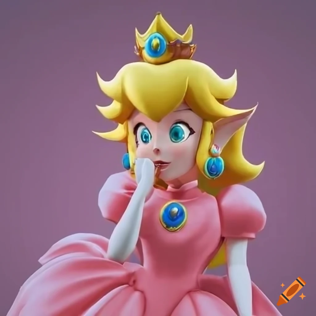 Princess peach and link posing in pink silk ballgowns on Craiyon
