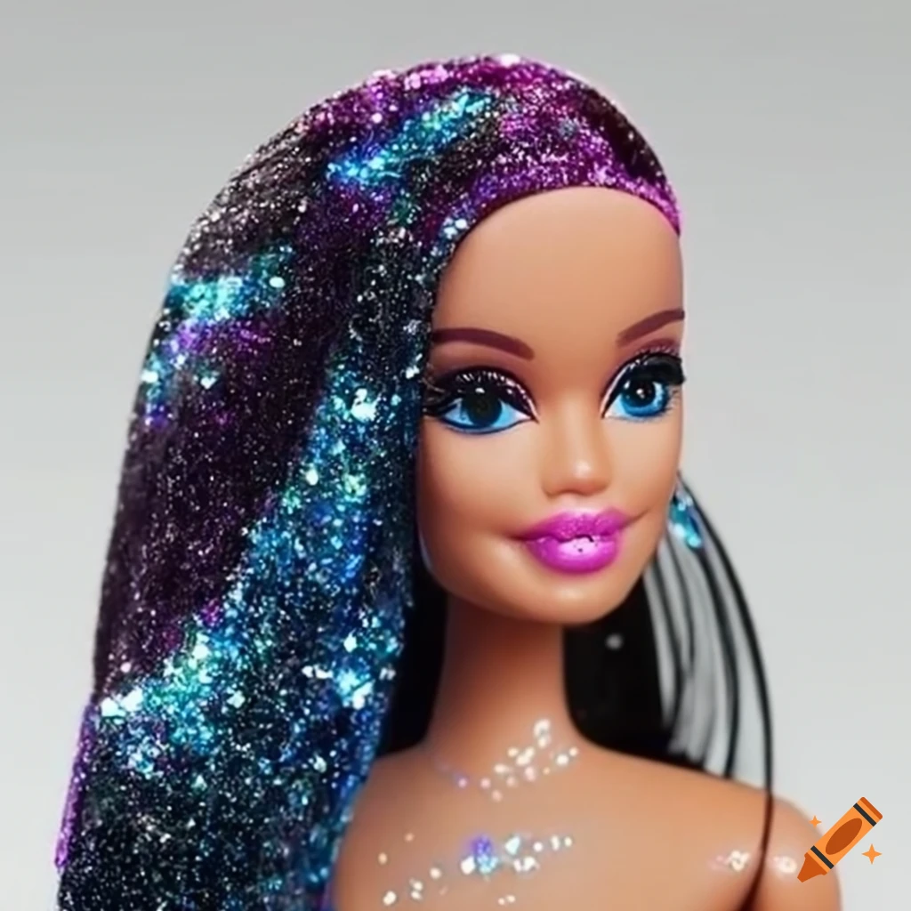 Dark hair Barbie with glitter