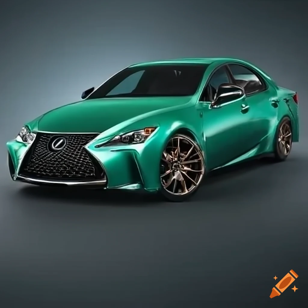 2016 lexus is300 in emerald green with bronze wheels on Craiyon