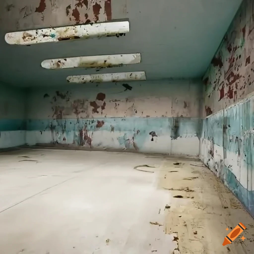 Abandoned roller skate rink in the style of jojo's bizarre adventure on