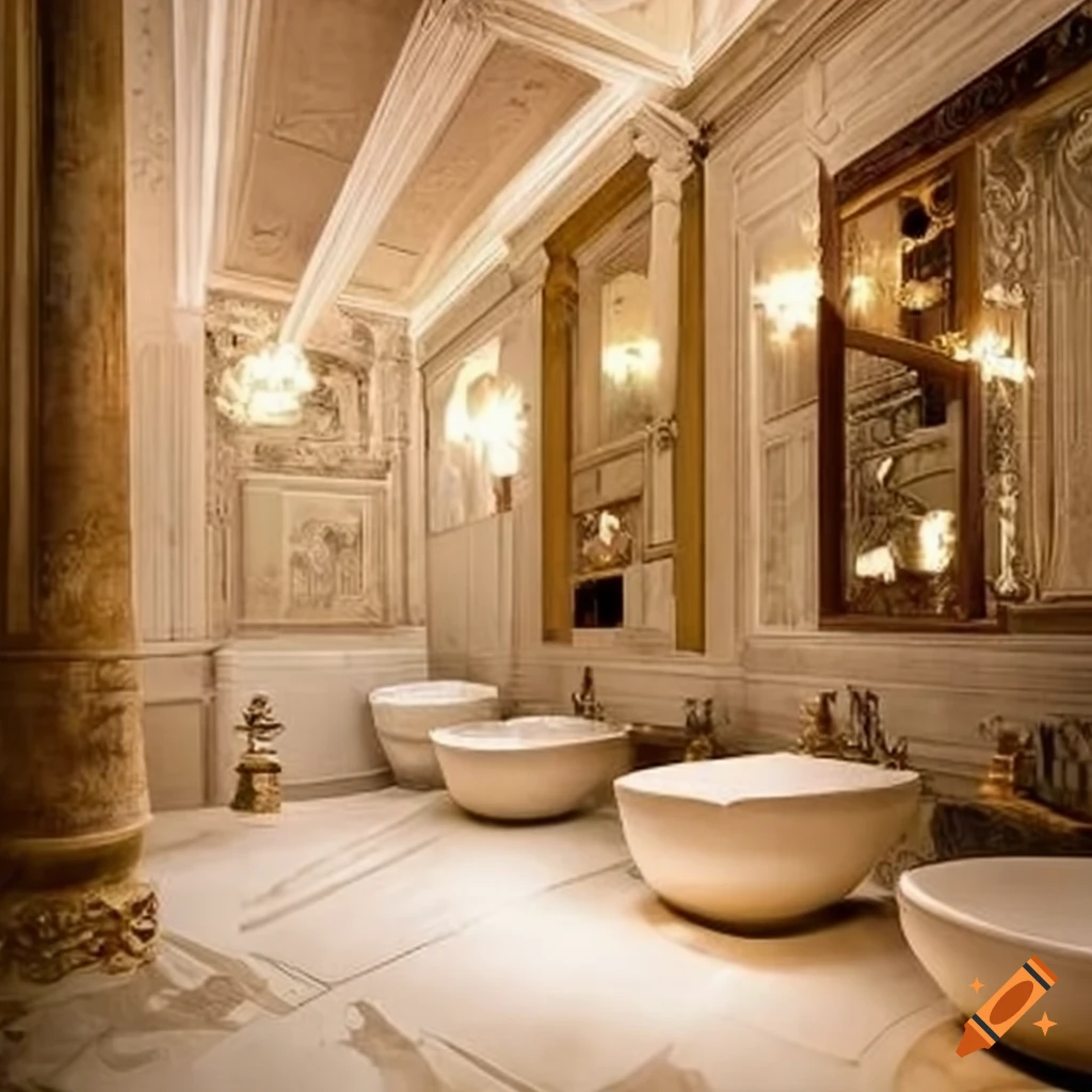 Elegant bathroom in a greek temple theme on Craiyon