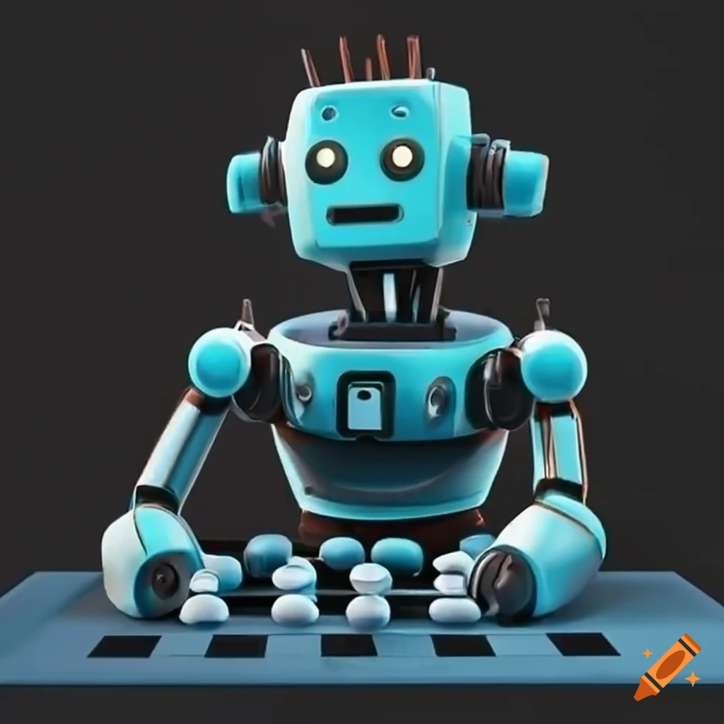 Robot playing checkers game on Craiyon