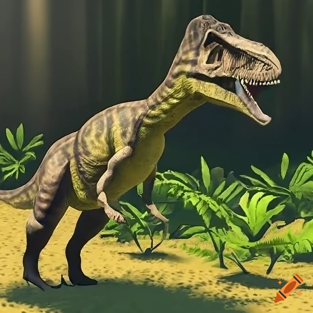 Pachycephalosaurus dinosaurs with intricate lizard-like color pattern and detailed scaly skin texture, walking in fern undergrowth