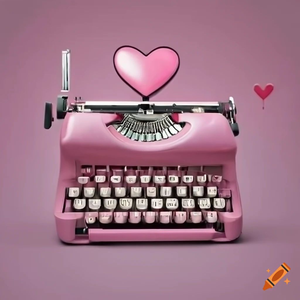 Pink typewriter with heart design