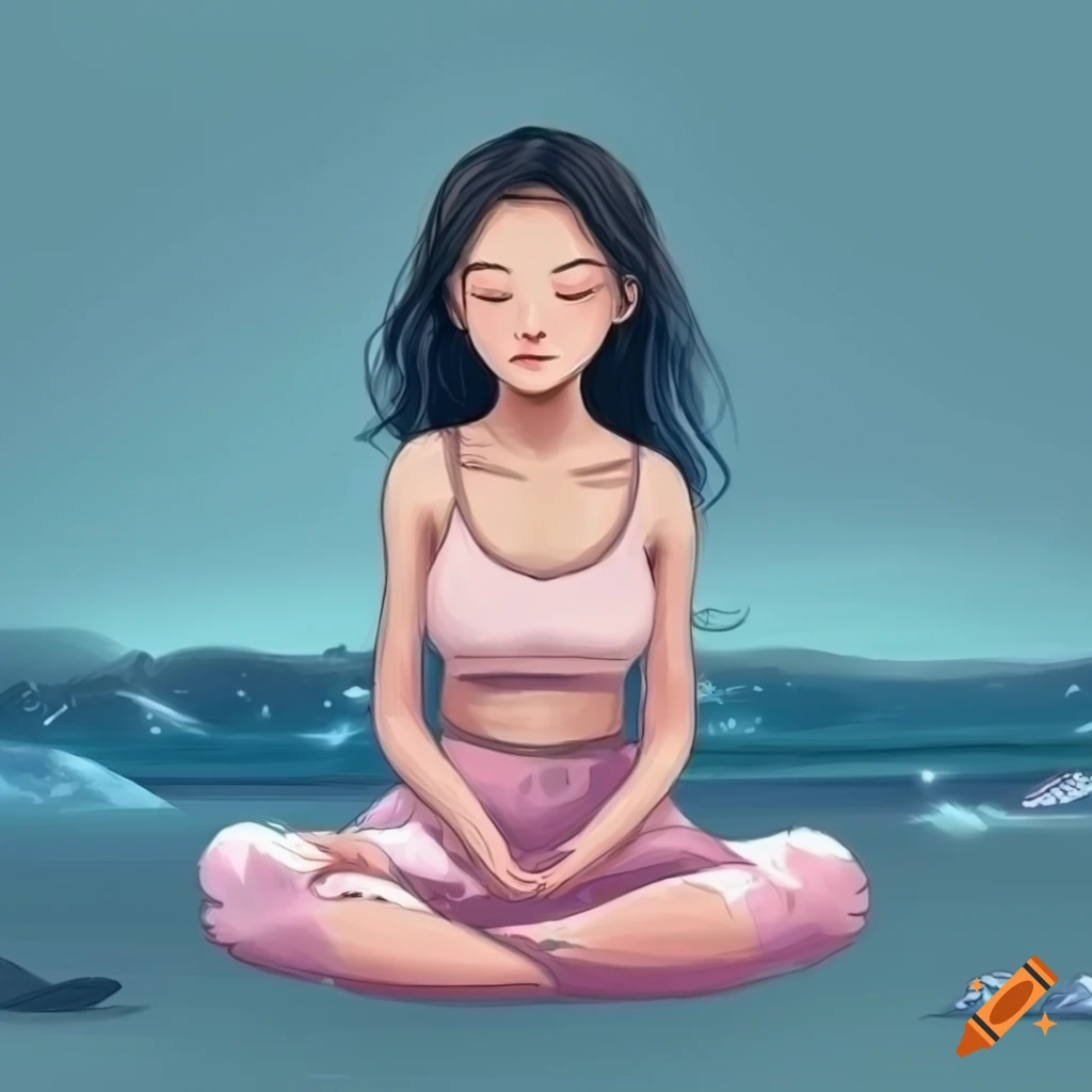 Serene image of a girl sitting in lotus pose