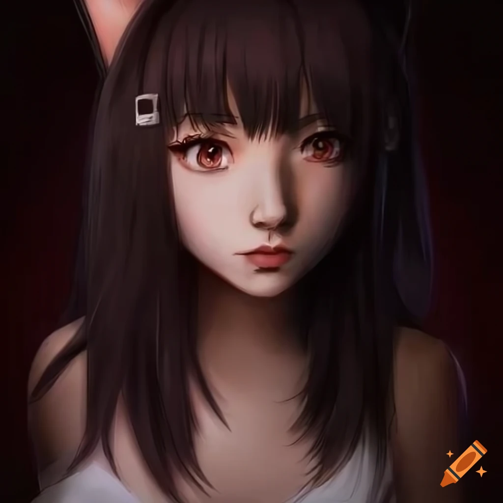 Pencil drawing of anime neko girl