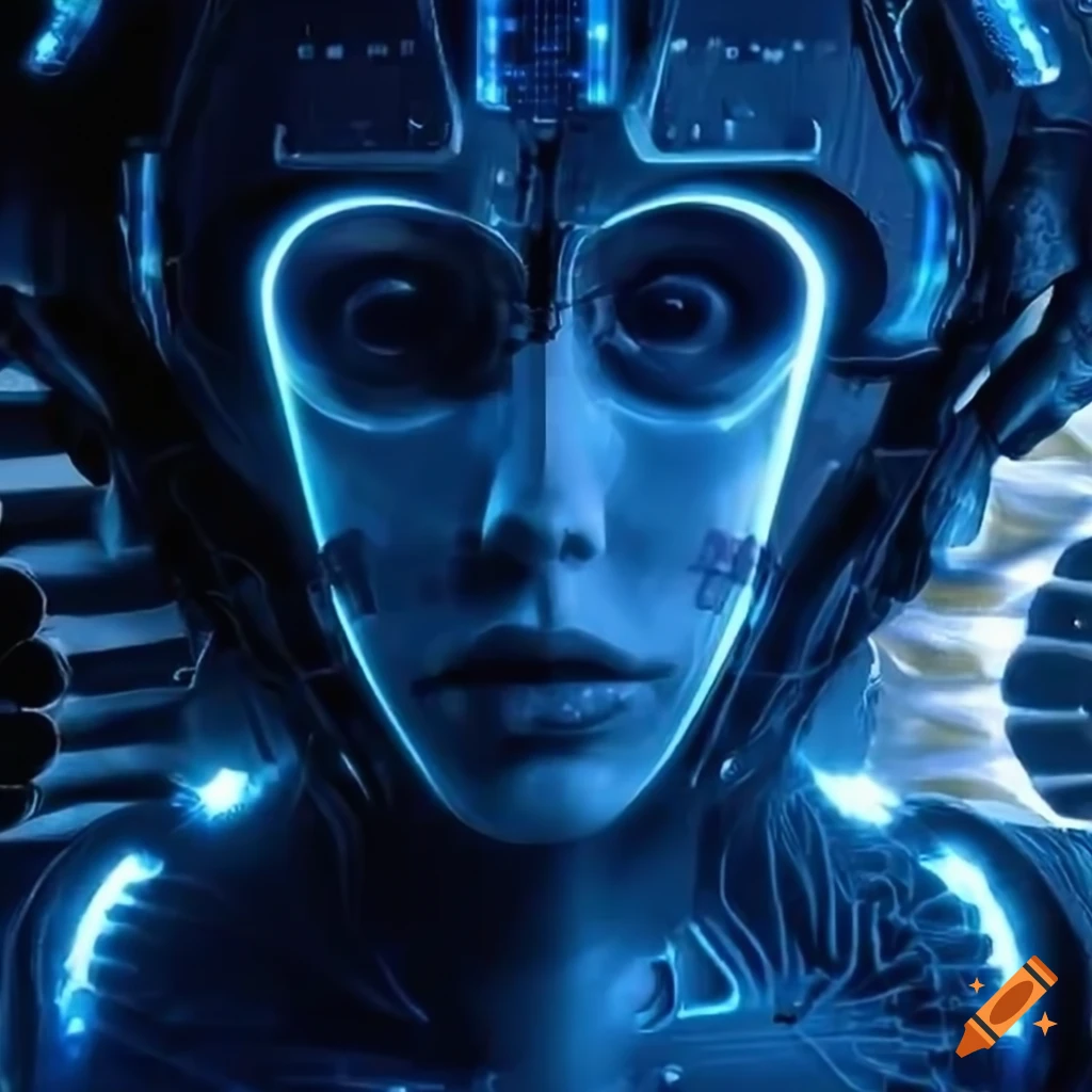 Epic counterculture utopian biomechanoid in a futuristic science fiction setting