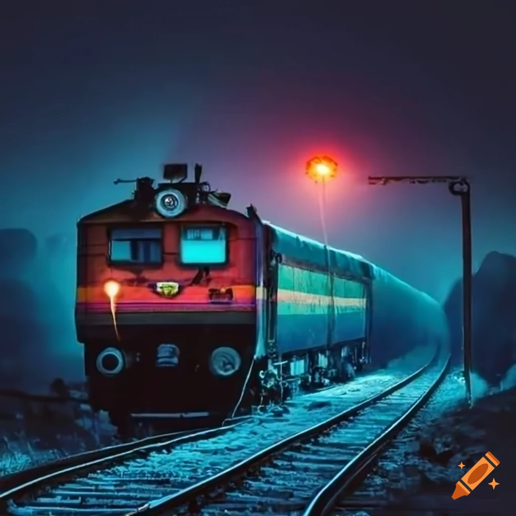Indian Train Running At Night On Craiyon