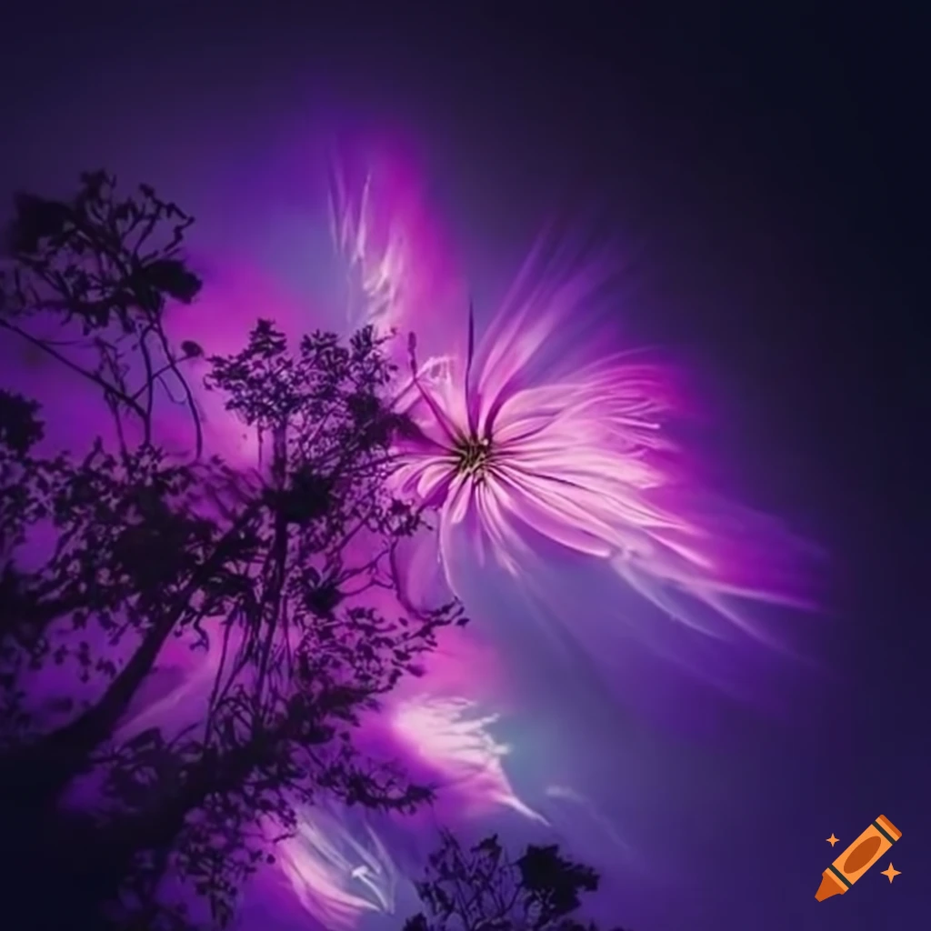 Flowers in the night sky on Craiyon