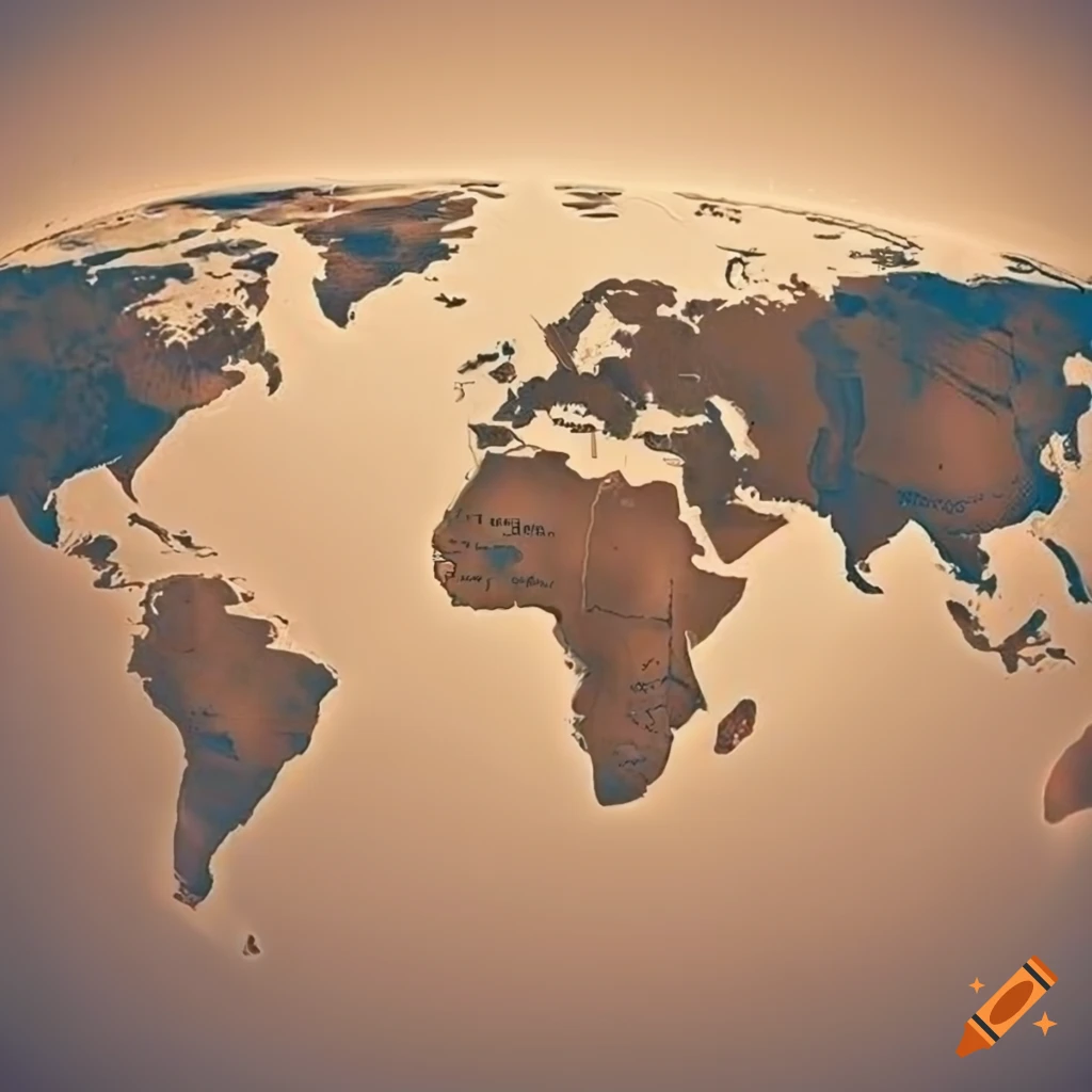 World map on beige background