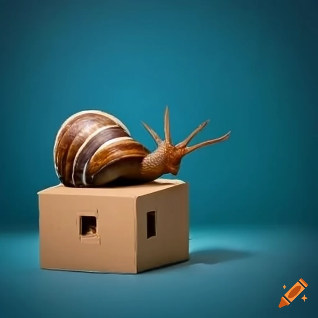 Snails delivering cardboard boxes on Craiyon