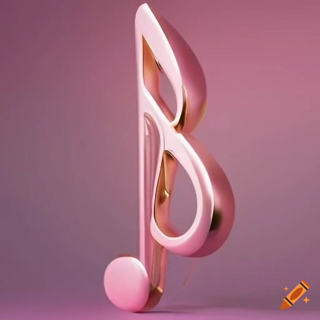 Brittany in pink and gold surrounded by music notes