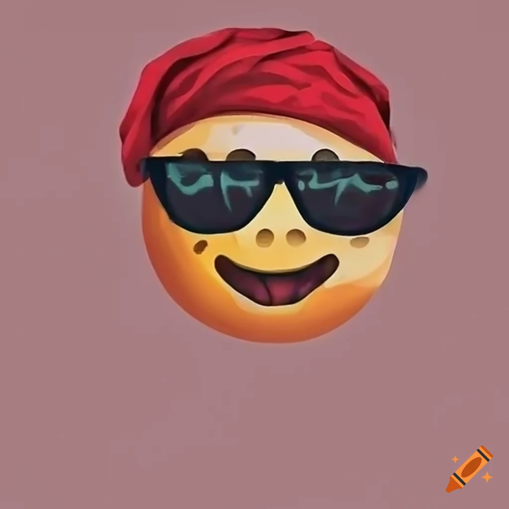 Sunglass emoji with red beanie on Craiyon