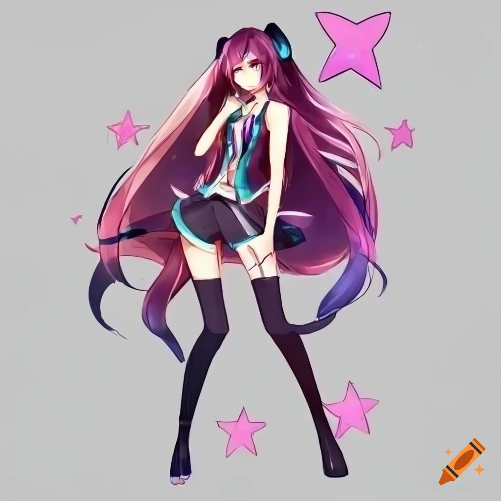 Full body anime-style character design with star and space theme on white background