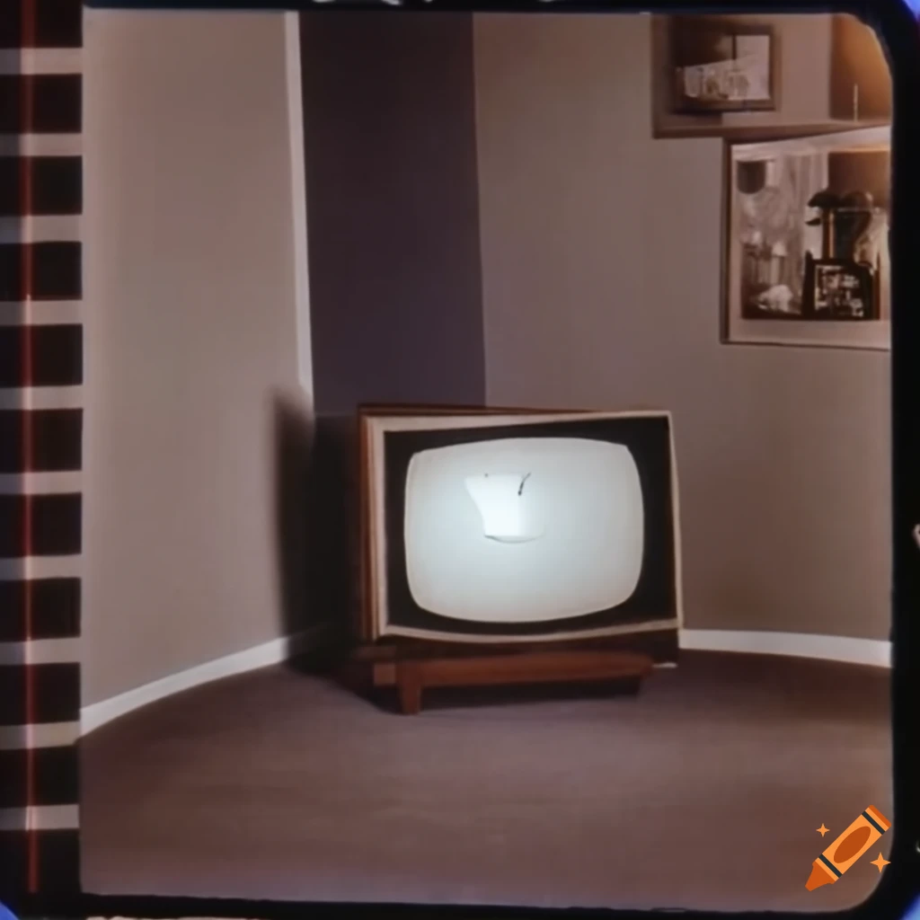Vintage photograph of a living room with a television set