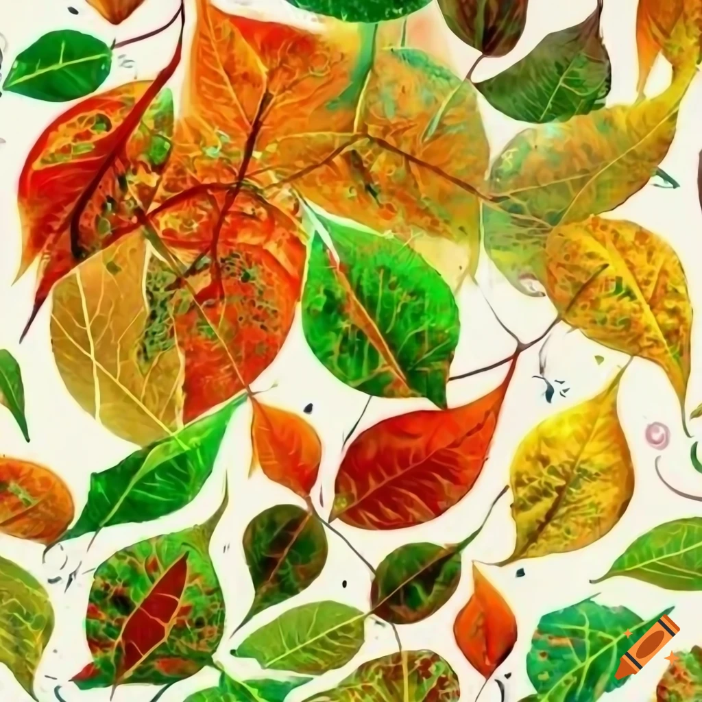 Colorful abstract leaves art by klimt on a white background on Craiyon