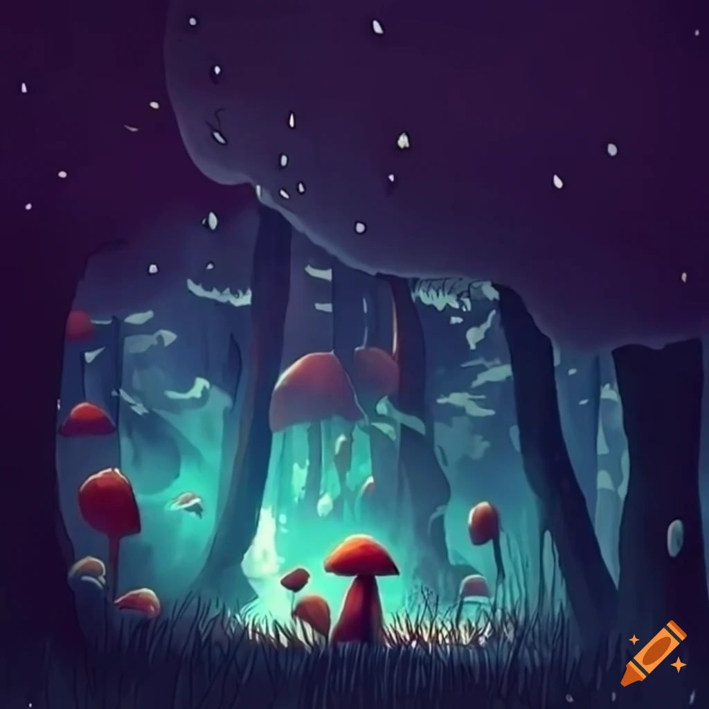 Mushroom forest on Craiyon