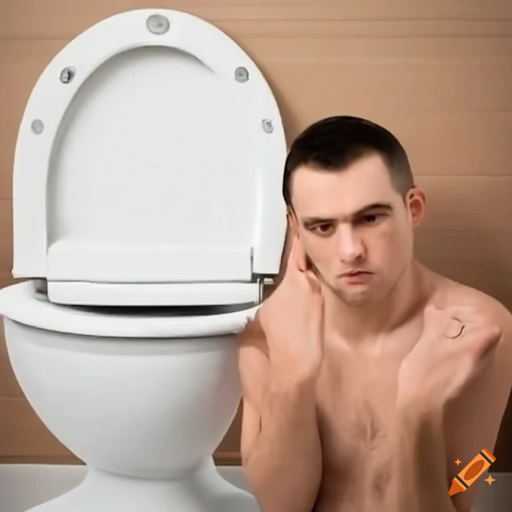 Man's head sticking out of a toilet on Craiyon