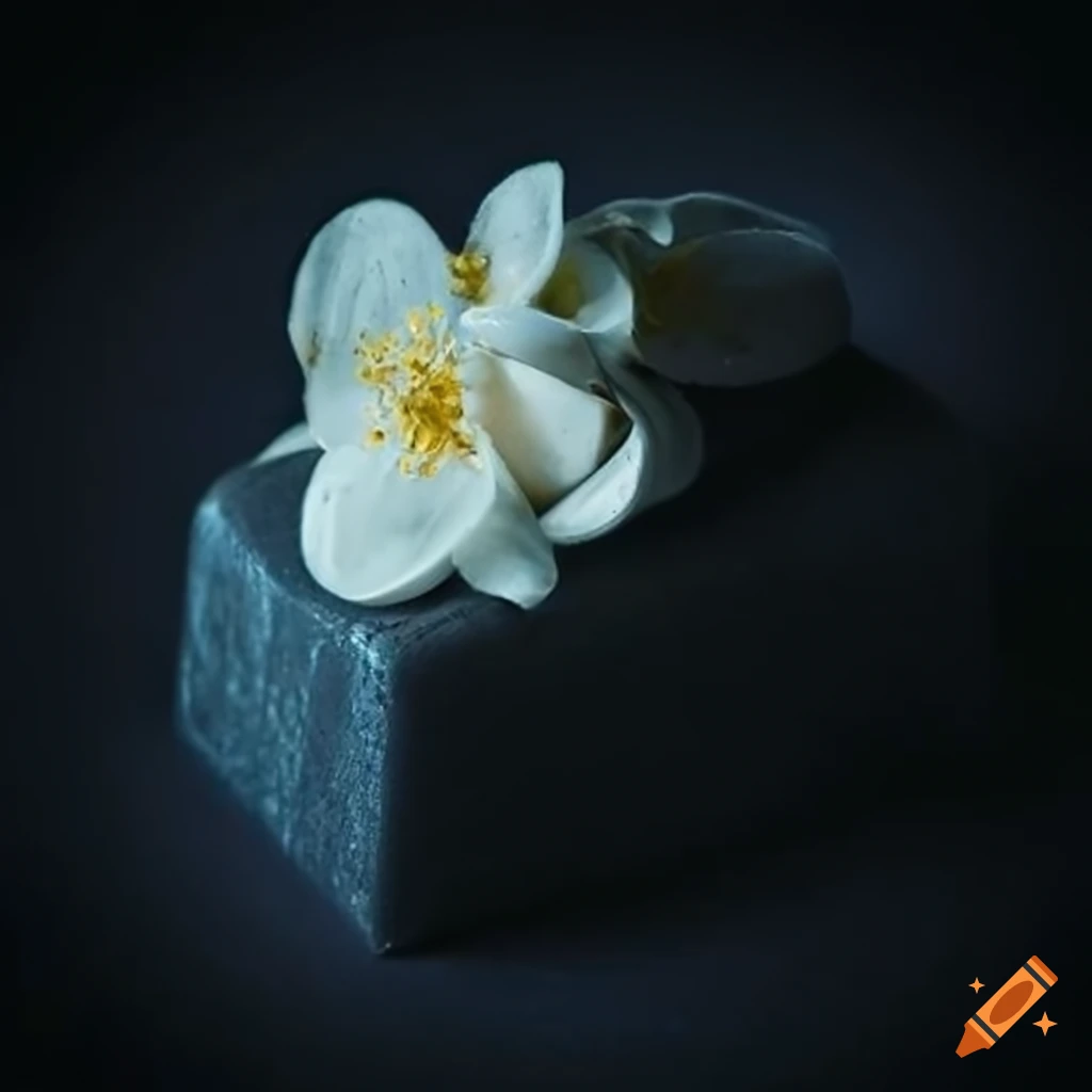 Charcoal soap with jasmine flowers