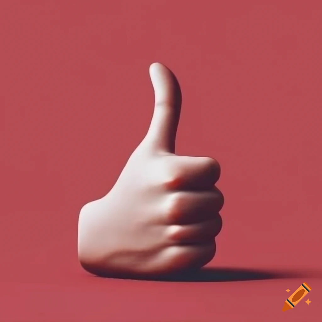 Thumbs up gesture on red background