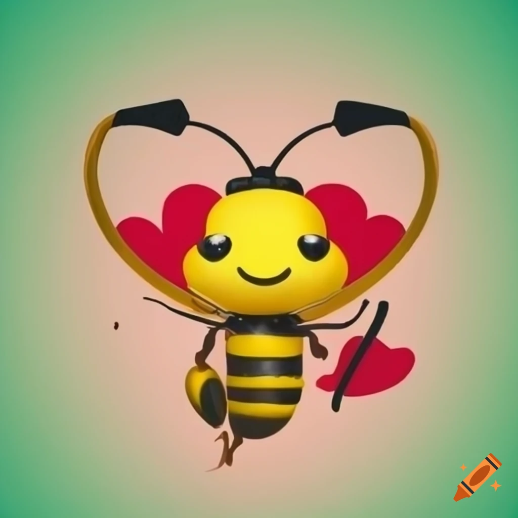 Cute bee hugging a heart on Craiyon