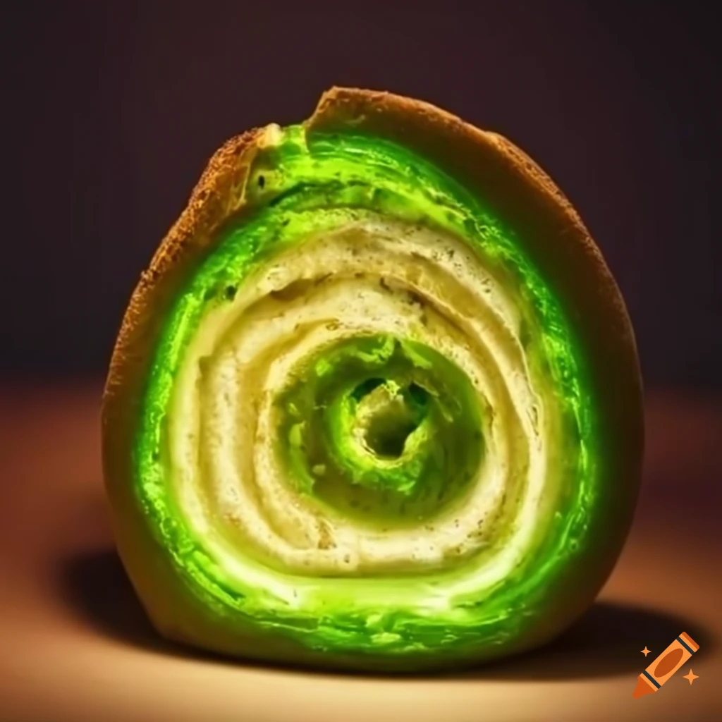 Glowing green garlic bread on Craiyon