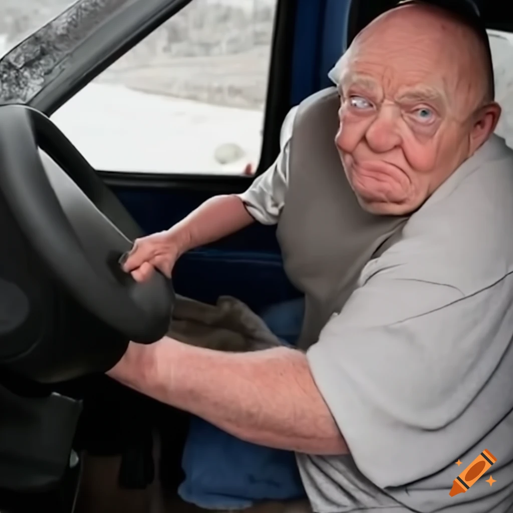 Man with down syndrome driving a truck on Craiyon