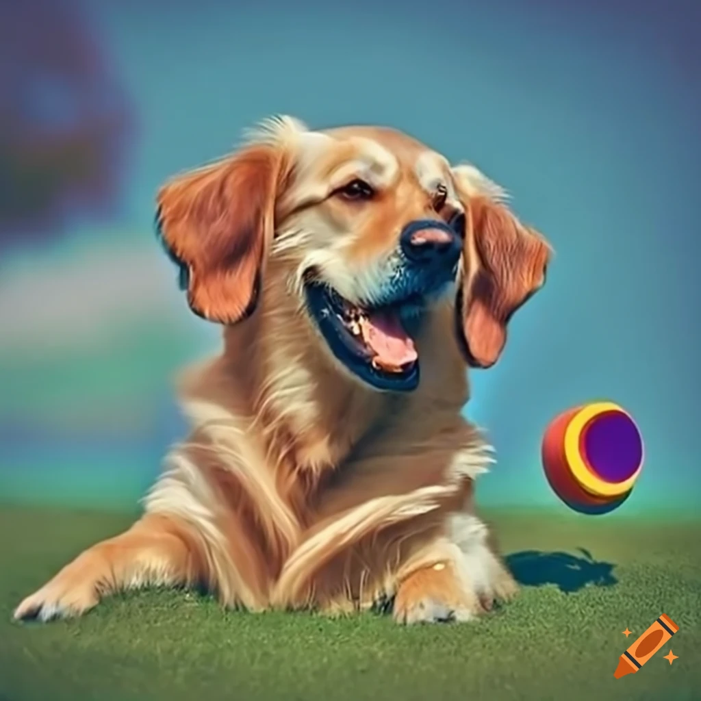 Cheerful golden retriever named Max enjoying a sunny afternoon in the backyard