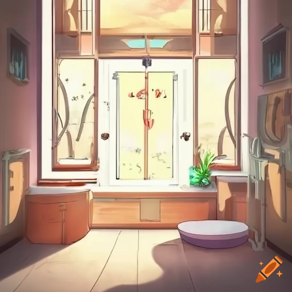 California styled bathroom entrance with anime theme on Craiyon