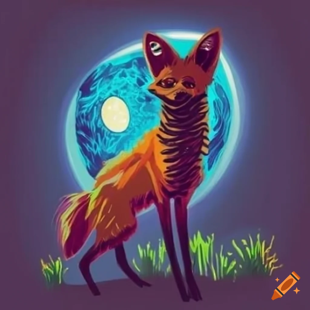 Nocturnal Maned Wolf Hunting Under Crescent Moonlight In Caatinga 