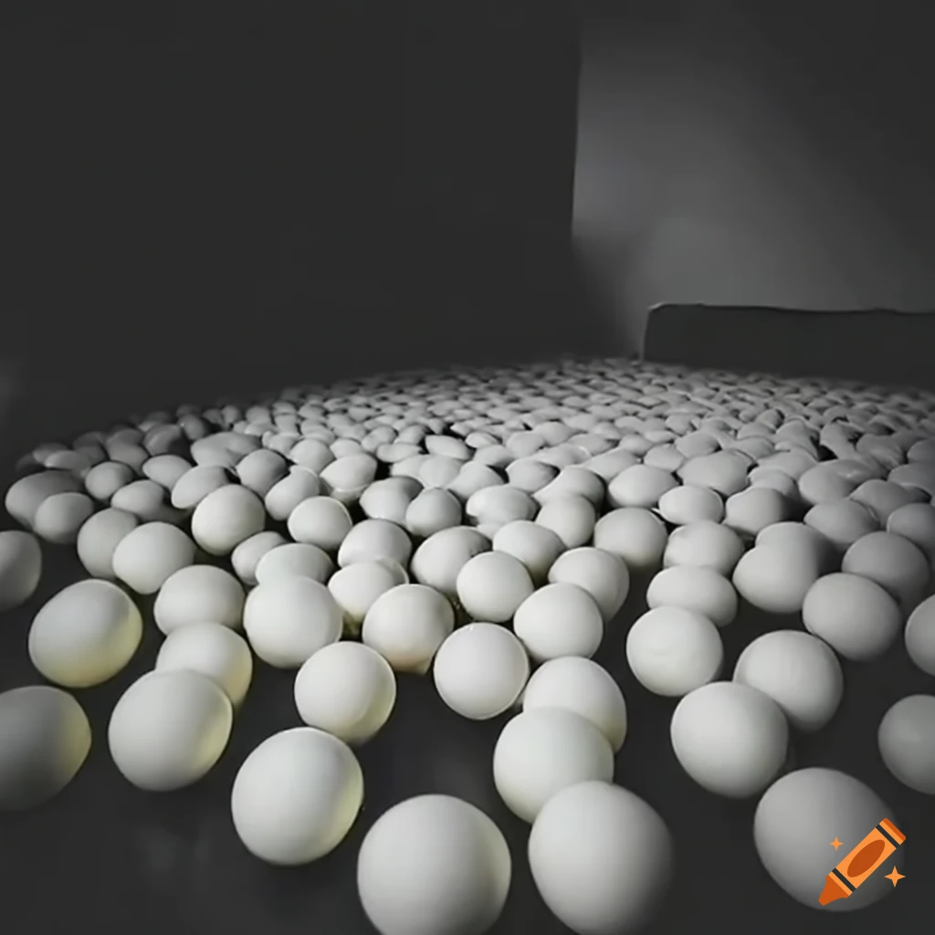 Huge amount of white table tennis balls on the floor