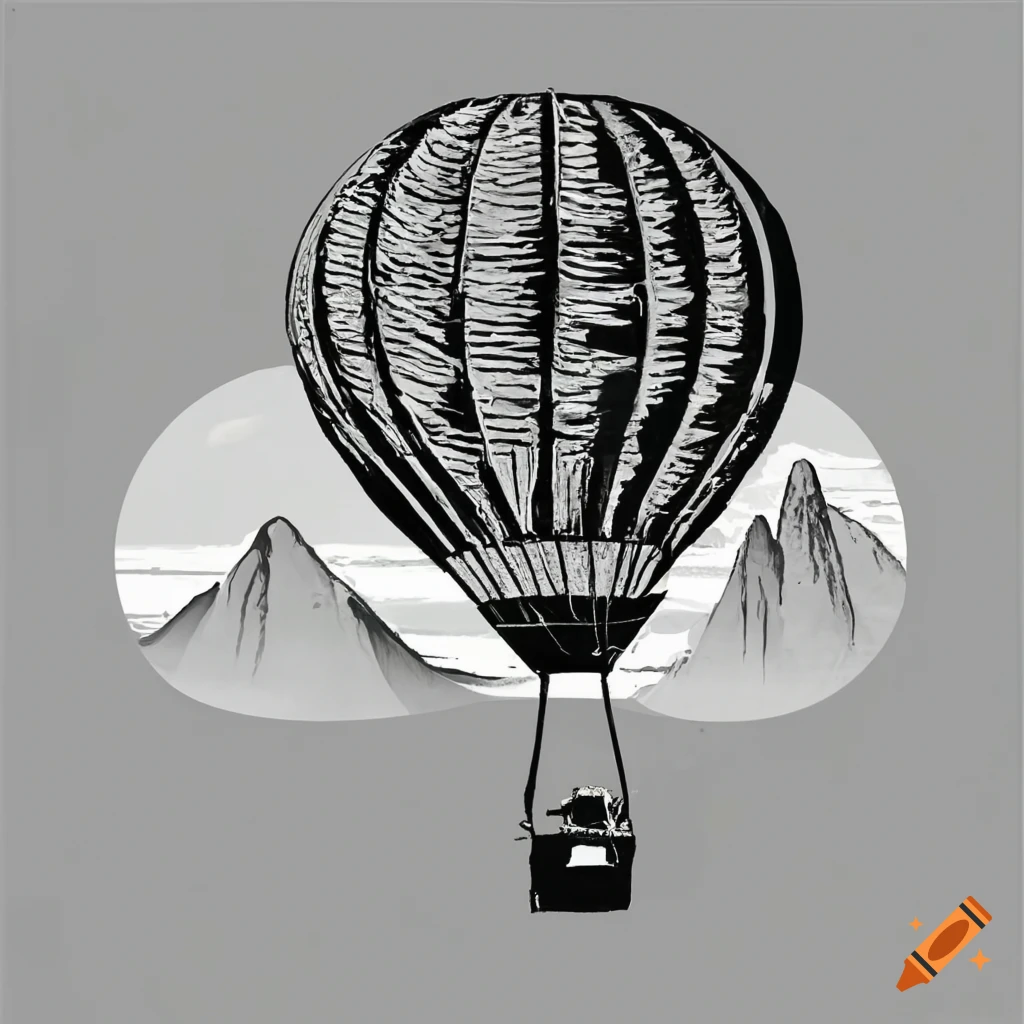 Hot air balloon over mountains