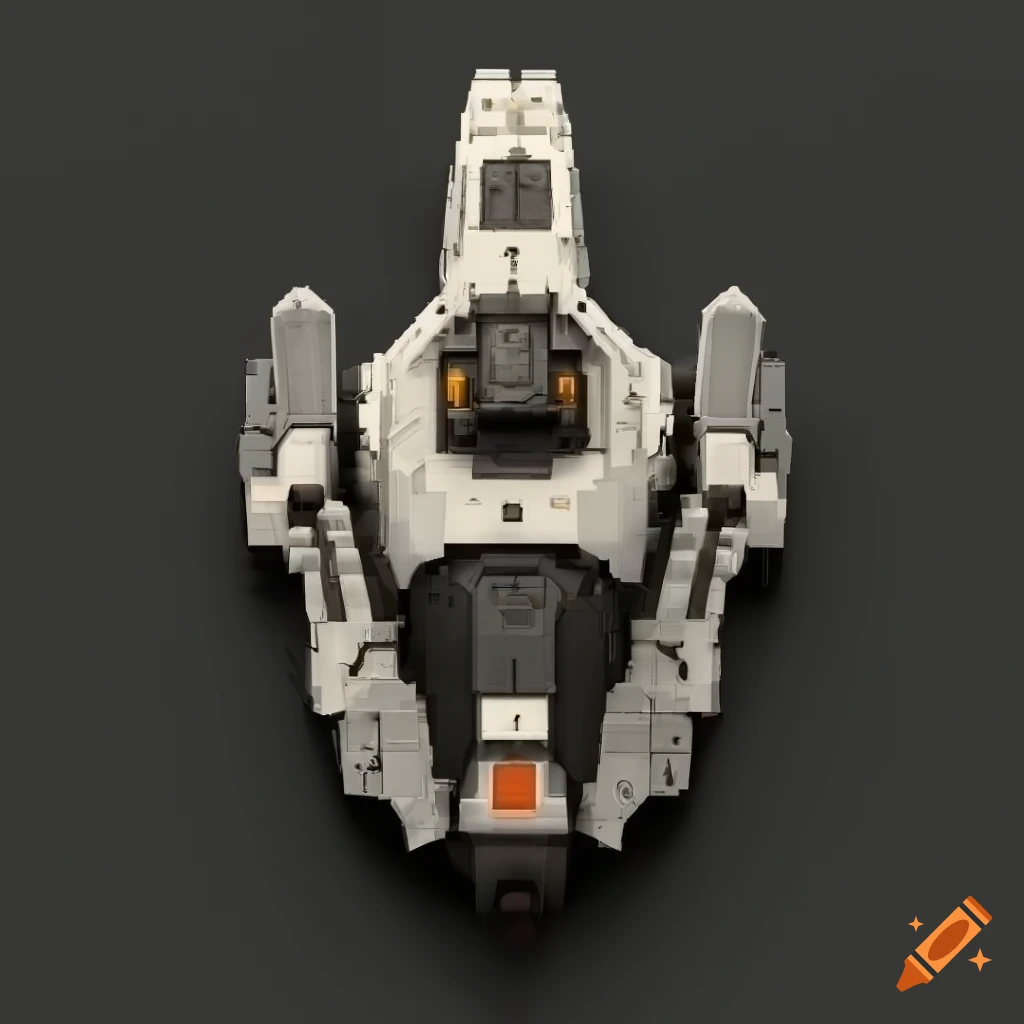 Top-down view of a sci-fi spaceship in dark background on Craiyon