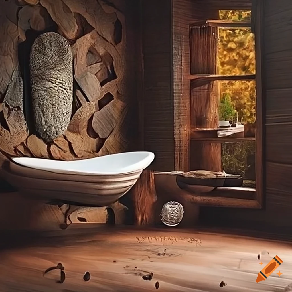 Handmade riverstone bathroom on Craiyon