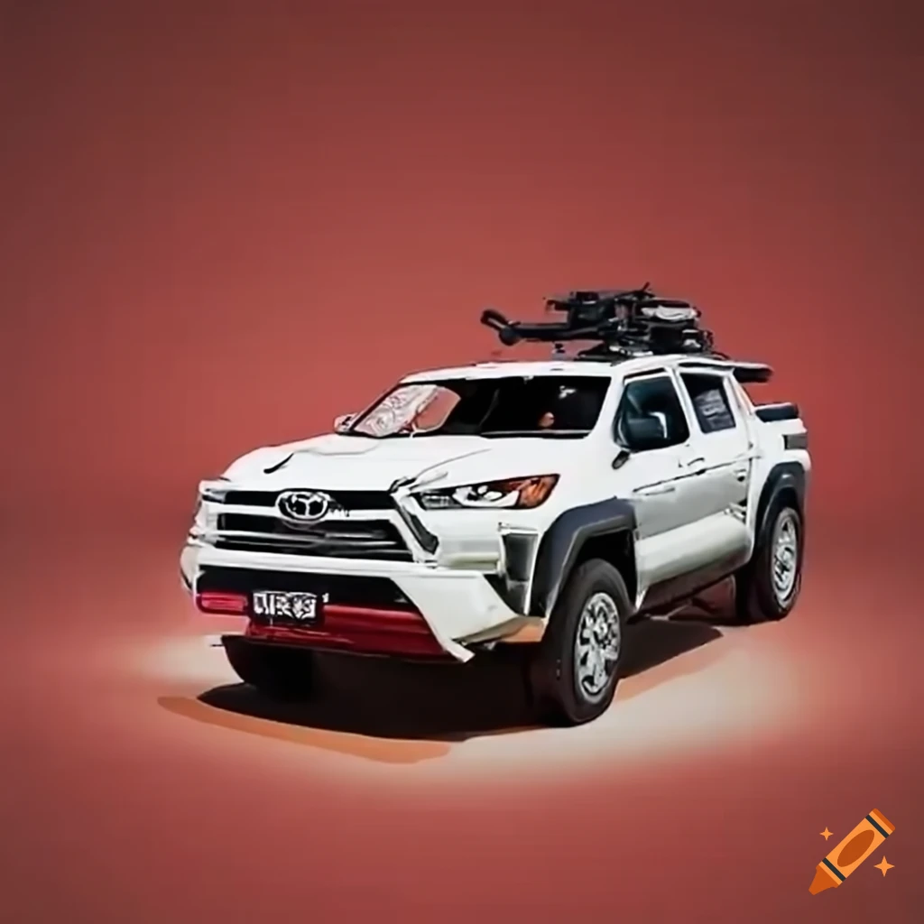 Brock purdy driving a customized white toyota hillux with football