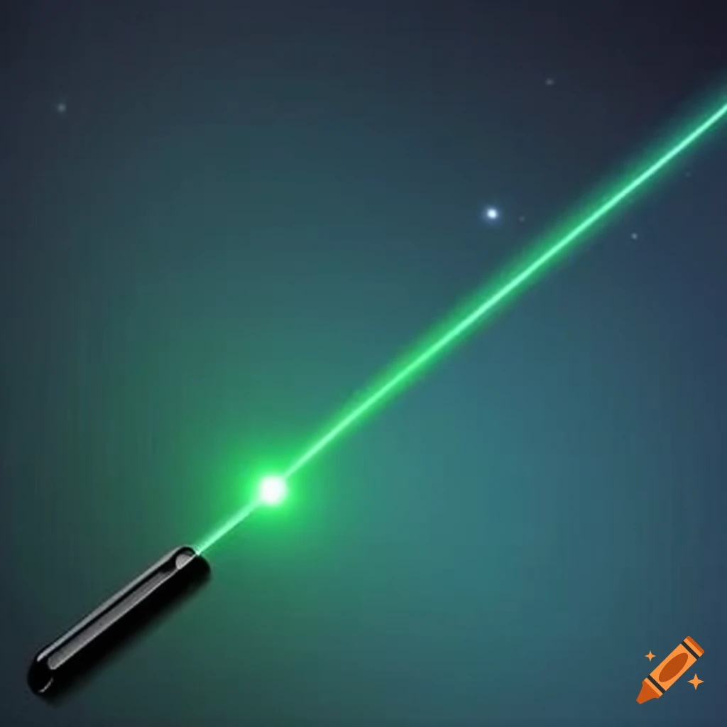 Green laser pointer shining in the night sky on Craiyon
