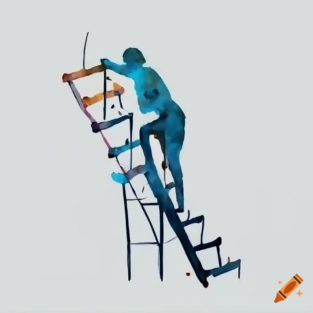 Career advancement journey depicted as climbing a ladder