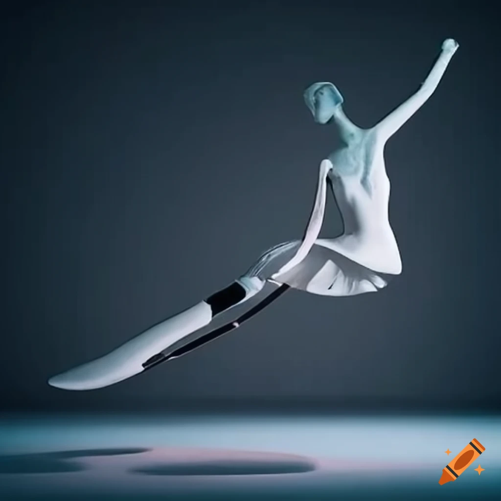 Minimalist sculpture of a prosthetic ice skate for dance on Craiyon