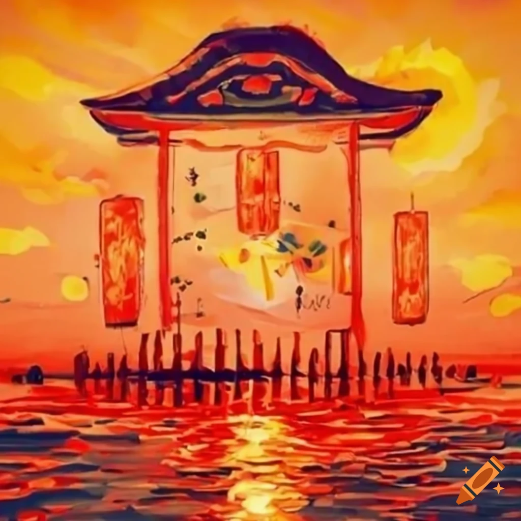 Luminous japanese lanterns shining brighter than the sun on Craiyon