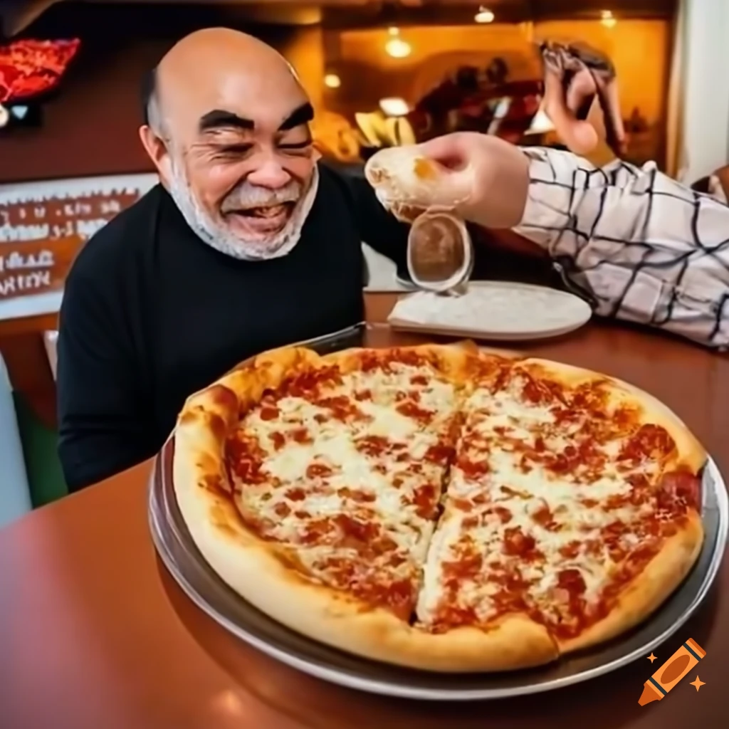 Three men enjoying a cheesy calzone epic stuffed crust pizza from papa