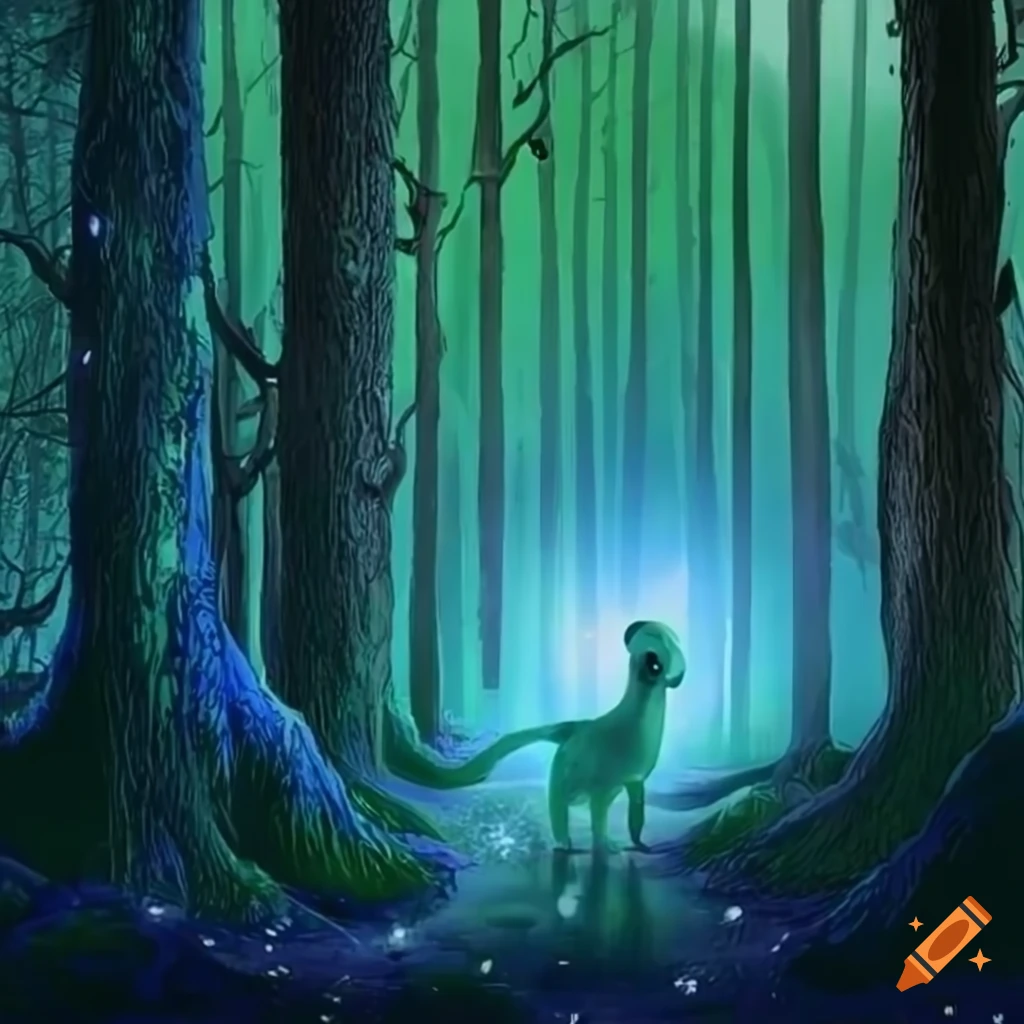 Enchanted forest with a majestic Black Labrador Retriever under ...