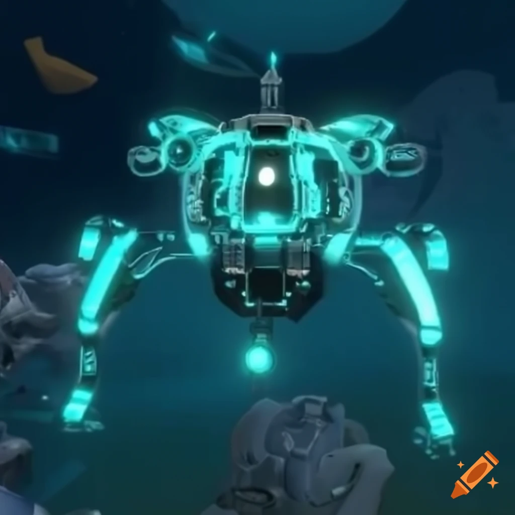 Sleek Subnautica series mech with glass front and intricate design