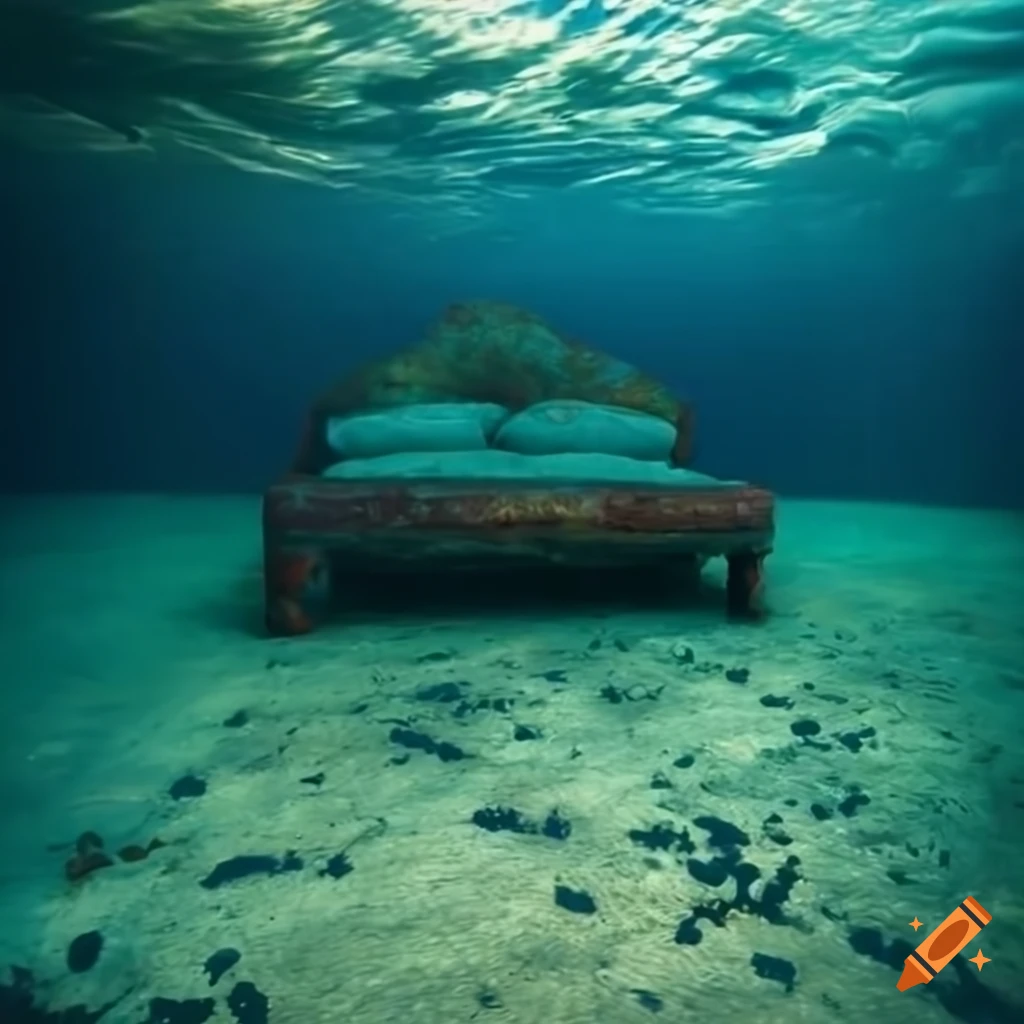 Rusty underwater bed on Craiyon