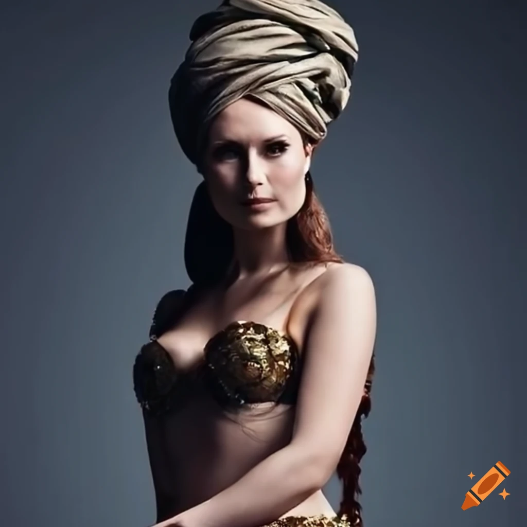 Sanna Marin wearing a turban and a belly dance outfit