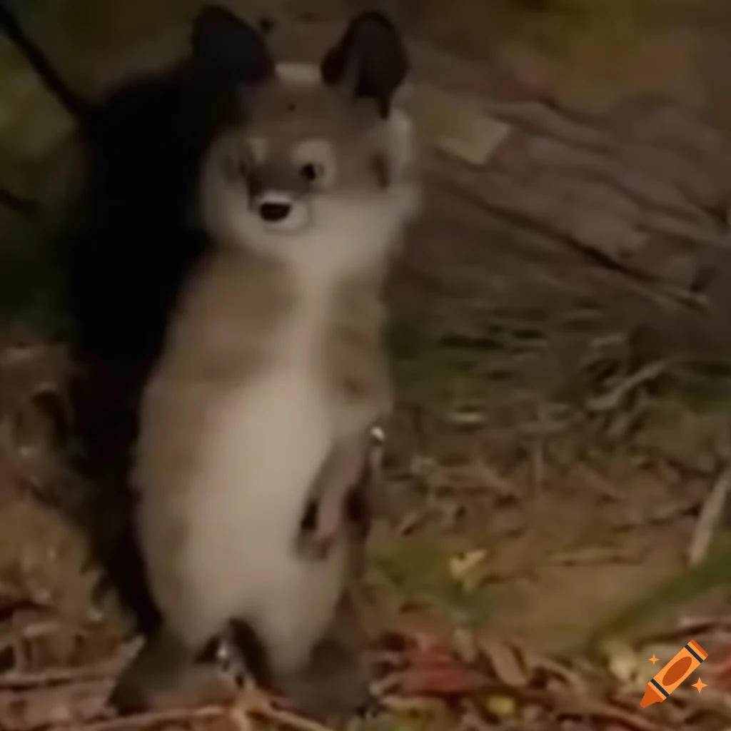 Furry creature exploring its surroundings on surveillance camera