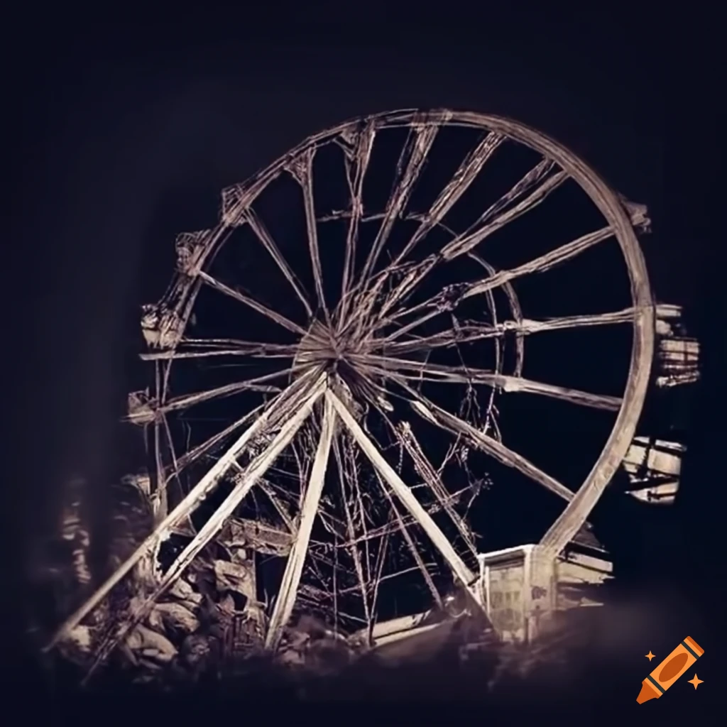 Eerie ferris wheel in a horror setting
