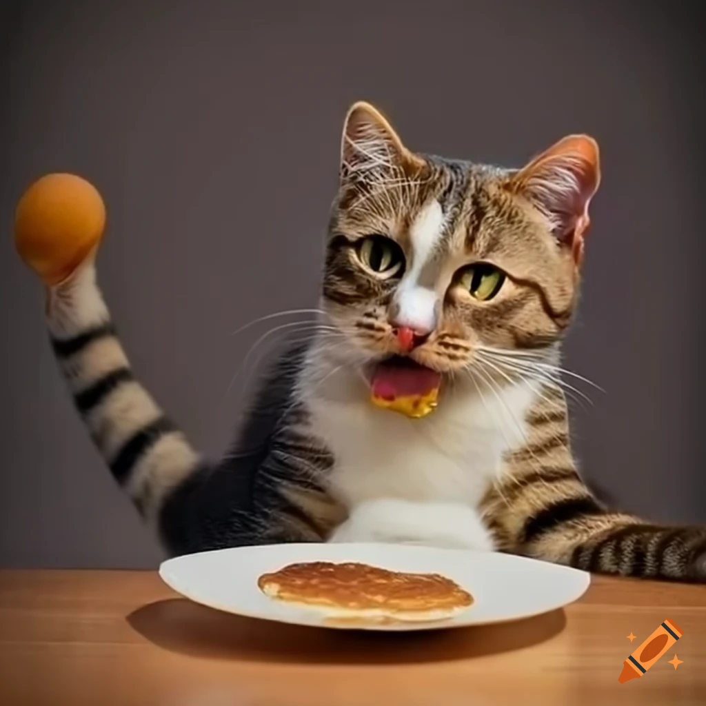 Adorable cats eating pancake on Craiyon