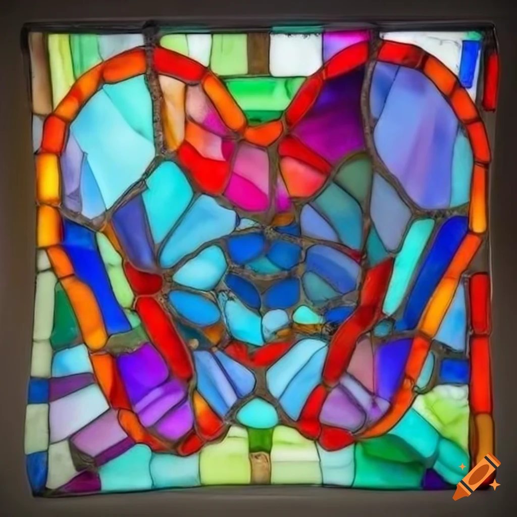 Colorful stained glass anatomical pelvis sculpture on Craiyon