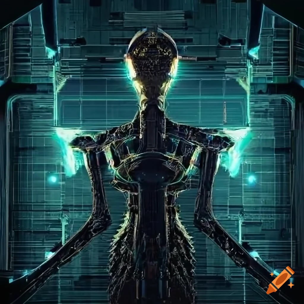 Surrealist construction of an alien's spaceship machine in a futuristic ...