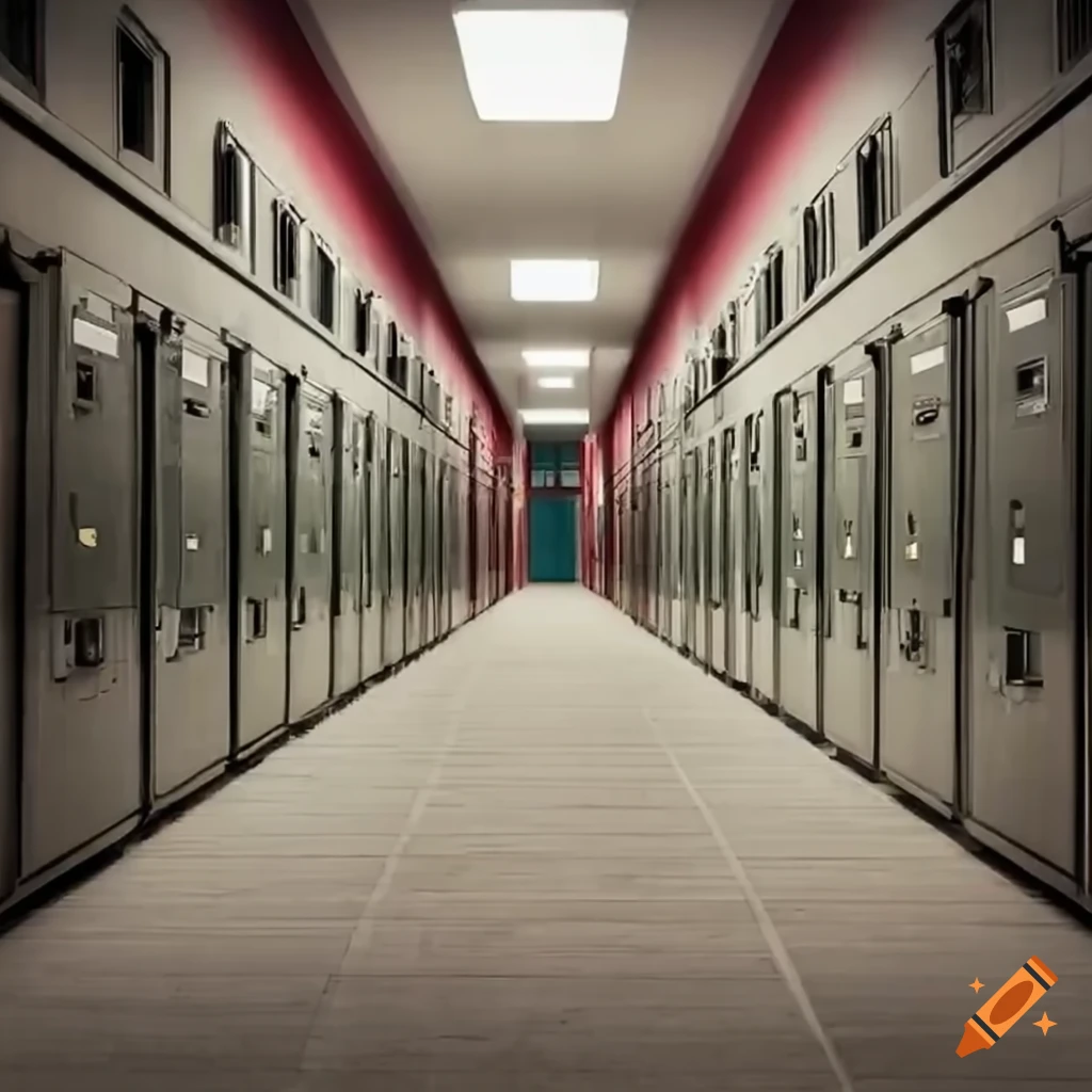 Beautiful hallway filled with lockers at a scenic school